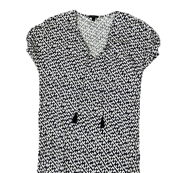 J Crew Navy and White Patterned Maxi Tunic Style Lightweight Swim Coverup Sz S - Picture 5 of 5